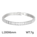 Silver-finish 6mm tennis bracelet with rectangular baguette-cut cubic zirconia stones - Style C Clear Zirconia (KB165622-Z)