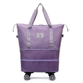 Purple expandable travel duffel bag with smooth 360-degree wheels and waterproof fabric - Light Purple