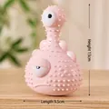 Pink monster squeaky dog toy with textured surface, measuring 13cm high and 9.5cm long - Gourd Style / Pink