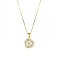 18K gold stainless steel necklace with round crystal-encrusted letter X pendant - Letter X