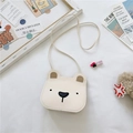 Cute cream-white bear crossbody bag for children made of soft synthetic leather - White