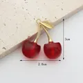 Red crystal cherry pendant with gold leaves and 3cm height dimensions for DIY jewelry - Red KC Gold
