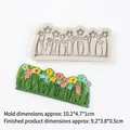 Silikonform Blumenbordüre für DIY Backen mit Maßen und bunten Musterbeispielen aus Ton - 3# Blumenzaun / Grau
