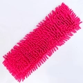 Absorbent rose red chenille microfiber mop head replacement with reinforced durable texture - Red