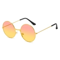 Retro-Rundsonnenbrille aus Metall mit pink-gelbem Farbverlauf und goldenem Rahmen - Goldrahmen Rosa-Gelber Verlauf