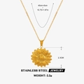 Collana girasole placcata oro 18K in acciaio inossidabile con dettagli dimensioni - Oro