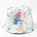 Détail du bob tie-dye coloré avec des motifs d'étoiles blanches et des coutures renforcées - M(56-58cm) / Étoile à Cinq Branches Tie-Dye (17#)