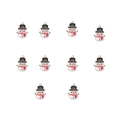 Detailed set of ten small snowman enamel charms for DIY jewelry and crafts making - Cartoon Snowman Style (10#)