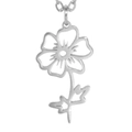 Hollow flower pendant necklace in silver finish stainless steel for DIY jewelry making - Steel Color Cosmos