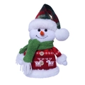 Lindo muñeco de nieve de felpa con gorro de cuadros y bufanda para decoración - Estilo de Sombrero Largo