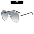 Lunettes aviateur oversize en métal doré avec verres gris dégradés et bords ondulés - Monture Dorée Verres Verts Dégradé