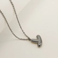 Polished silver titanium steel necklace featuring a bubble-style capital letter Y pendant - Letter Y / Silver
