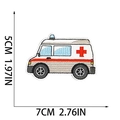 Detailed embroidery texture and dimensions of the cartoon ambulance patch - Ambulance (X30AX-12-01)