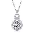Elegant S925 sterling silver necklace featuring a teardrop moissanite pendant on a fine chain - Teardrop Pave Style (P13532) + GRA Certificate