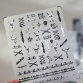 3D gothic nail art stickers M-1221 featuring silver rabbit, moon and heart designs - Dark Gothic Silver Relief (M-1221)