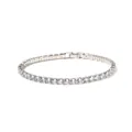 Silver-toned 19cm tennis bracelet featuring 4mm round-cut sparkling zircon stones - 19cm (Stainless Steel) / White Zirconia