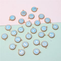Set of 26 light blue enamel alphabet charms with golden trim for DIY jewelry making - Polka Dot Alphabet Set (DY147) / Set of 26 / Style 67 Blue Polka Dot