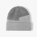Minimalist winter knit beanie in a grey and light grey color block pattern - Light Gray