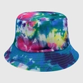 Cappello a secchiello tie-dye in tela di cotone colorata con motivi rosso, giallo e blu - M (56-58cm) / Tie-Dye Multicolore Splendido (43)