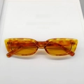 Amber tortoiseshell square cat-eye sunglasses with translucent orange jelly lenses - Amber Dotted
