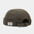 Gros plan du bonnet docker vert olive avec tissu ripstop et boucle métallique réglable - Réglable / Vert Militaire