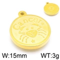 Gold stainless steel Cancer zodiac pendant with engraved symbol and size dimensions - Cancer / Gold