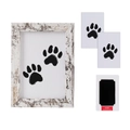Kit recuerdo de huellas de mascotas con marco de madera blanca y almohadilla de tinta - 5 Pulgadas (Con Almohadilla de Tinta) / Blanco Lavado