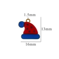 Red enamel Christmas hat pendant in stainless steel, dimensions 13mm by 16mm - Christmas Hat-Blue Brim