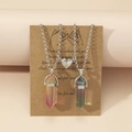 Detail of magnetic heart pendants with hexagonal crystals on romantic poem display card - Pink-Yellow and Green-Purple Gradient (N7)