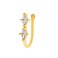 Golden non-pierced U-shaped nose cuff with two marquise-cut marquise zircon stones - Marquise Style (WG-1229) / Gold