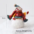 Cute Christmas snowman figurine with red scarf and green hat 8cm decoration 125g - Blue Hat Snowman