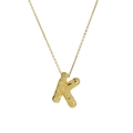 Golden textured letter K balloon pendant necklace for women with bubble surface design - Necklace K