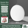 White 38cm round PE cutting board with stainless handle and 2cm thickness design - Diameter 38cm * Thickness 2cm / White