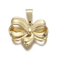 Exquisite 18K gold plated bowknot pendant with a polished mirror finish for DIY jewelry - Gold Shiny Bow Pendant(YSN007-06)