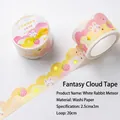 White Rabbit Meteor washi tape featuring scalloped edges and gold foil moon stars - White Rabbit Meteor