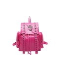 Rosa Damenrucksack mit Nieten, Metallkreuz und Kette aus modischem PU-Leder Material - Rosarot