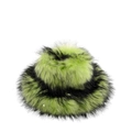 Sombrero de piel sintética con rayas verde neón y negro, textura suave de estilo punk - Verde Fluorescente