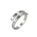 Adjustable silver stainless steel ring featuring Be Fearless engraving and arrow motif - Be Fearless / Silver