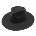 Detailed close-up of the smooth black wool fedora brim and structured pinch crown top - M (56-58cm) / Black