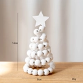 Weißer minimalistischer Weihnachtsbaum aus Holzperlen mit Stern, Höhe 16 cm - Weißer Holzperlenstil
