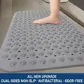 Grey TPE non-slip bath mat with pebble texture and drainage holes for shower floors - Space Grey - Comfort Style