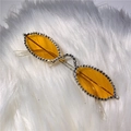 Daisy yellow leaf-shaped sunglasses with sparkling rhinestone rim and metal frame - Orange Lens Full Rhinestones Leaf Shape
