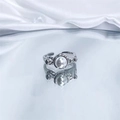 Minimalist 925 sterling silver ring featuring a large round pearl and irregular band - Large Pearl Irregular Opening Style(JZ0493)