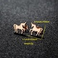 Minimalist unicorn stud earrings in rose gold stainless steel for women fashion - Unicorn (078) / Rose Gold