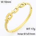 18K gold plated hollow square link stainless steel bangle bracelet with 10mm width - Three Rectangular Link Interlock Style (KB210554-KSZ)