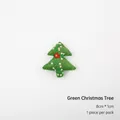 Green Christmas wool felt tree ornament with white snow dots and red flower embroidery - Green Christmas Tree