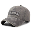 Casquette de baseball taupe délavée vintage avec broderie MUHHA et fini vieilli - Réglable / Gris