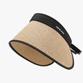 Visière de soleil pliable avec bord tissé beige et bandeau élastique noir femme - Réglable / Kaki