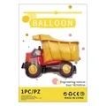 Dump truck foil balloon for kids party decoration, yellow and red, size 82x69cm - Construction Vehicle