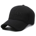 Klassische schwarze Baseballkappe mit 3D-Stickerei BLACK auf hochwertigem Stoff - Schwarz mit schwarzer Stickerei